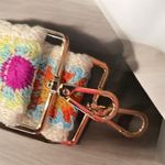Boho Embroidery Multicolor Crochet Flower Adjustable Purse Strap White Photo 2