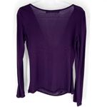 Michael Stars  Draped Front Lightweight Long Sleeve Top Purple One Size Photo 3