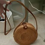 TJ Maxx Tan Round Woven Purse Photo 0