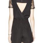 BCBGeneration BCBG Back Cutout Sheer Sleeve Romper Black XXS Photo 0
