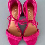 Gianni Bini Rhiaann Ankle Tie Pink Fuchsia Suede Block Heel Sandals Photo 5
