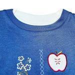 Vintage Embroidered Sweatshirt Womens Small Blue‎ Teacher Apples Crew Neck Blue Photo 3