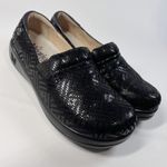 Alegria  Keli Professional Clogs Women's Size 38 Black Embossed Leather Slip On‎ Photo 1