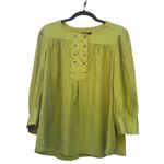 Anne Klein  Vintage Chartreuse Silk Blouse Button Front LongSleeve Size 14 in EUC Photo 2
