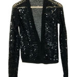 Source Unknown Black Sequin Mesh Cardigan Sweater Sparkly Open Front Party Holiday Top XS/S Photo 0