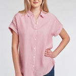 Beach Lunch Lounge Spencer pink and white button down shirt Photo 0