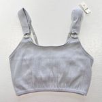 Aerie New  Ring Double Strap Seamless Ribbed Longline Bralette Grey Size Large Photo 4