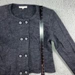 CAbi  100% Wool Cardigan Sweater Women Medium Double Breasted Charcoal Gray Photo 4