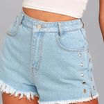 Dainty Hooligan Dainty Holligan Light Wash Distressed Denim Cutoff Short Shorts Photo 1