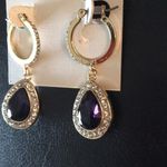 Tahari  Crystal Hoops & Amethyst Drop Earrings Photo 1