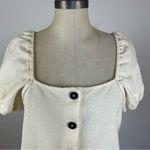 Madewell  Jacquard Square-Neck Puff-Sleeve Top in Antique Cream Photo 3