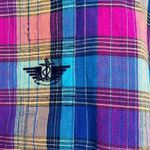 Dockers Uniquely RARE Vintage Bright Plaid Print Button Up Dress Shirt | Size: S Photo 2