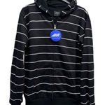 Black and White Striped Zip Front Hoodie Advance Sport Size Medium Athleisure Photo 0