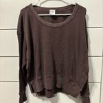 Aerie  Wow Waffle Long Sleeve Thermal Shirt Brown Photo 1