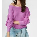 EXPRESS Purple Ruffle Cutout Sweater Off The Shoulder Spring Fall Size Small New Photo 10