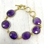 Sterling Silver  bracelets, 18K gold overlay and semiprecious stones/Amethyst Photo 0