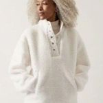 Athleta New L Cozy Sherpa Snap Sweatshirt Magnolia White Large Oversized Photo 1
