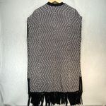 Chico's  Fringe Open Front Vest Sleeveless Black White Knit Cardigan Size‎ 2 US L Photo 5