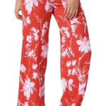 Isaac Mizrahi Live! Womens High Waisted Floral Pebble Knit Wide Leg Pants Sz 2XP Red Photo 0