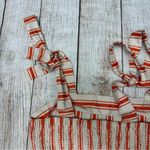 CAbi 6102 small cotton linen coral off white brunch top Photo 9