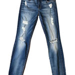 7 For All Mankind Medium Wash Distressed "The Ankle Skinny" Blue Jeans, Size 26 Photo 0