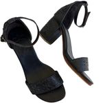 EUC ELF Leather Heeled Whipstitch Sandals Black Size 7.5 Photo 1