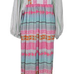 Pink and Gray Puff Sleeve Boho Print Oversized Midi Dress NWOT Size Medium Photo 0