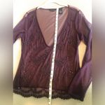 Amethyst NY & comp. Shear mesh top with beaded work  low V-neck Photo 1