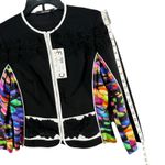 Fuego Woman Jacket Womens 8 Black Multicolor Mixed Media Full Zip Artsy Chic NEW Photo 7