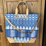 Stella & Dot  Getaway Bag Blue Ikat Travel Carry On Expandable Weekender Photo 8