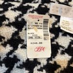 Vintage Charlotte Neuville Houndstooth Wool Mohair Scarf Wrap Shawl Fringe NWT Black Photo 3