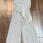 Cloth & Stone ANTHROPOLOGIE striped linen strapless cropped wide-leg jumpsuit M Photo 2