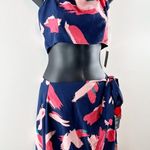 Lulus  Artistic Impulse Abstract Print 2-Piece Crop Top & Mini Skirt Navy Blue M Photo 8