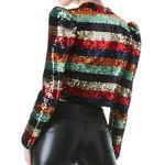 Alice + Olivia  Sequin Striped Sherryl Cropped Cardigan Jacket Size M Photo 1