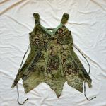 Dress Barn  Green and black fairy tank top with floral lace and snakes skin print Photo 2