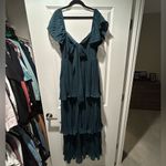 Lulus  Teal Pleated Flutter Maxi Dress Photo 3