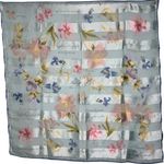 Adrienne Vittadini vintage silk floral garden sheer stripe rolled edge scarf 34” Photo 1