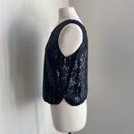 VINTAGE Shimmer Black Sequin Tank Womens Sz Medium Glam Cocktail Party Photo 3