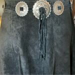 Vintage frontier collection suede black cowgirl fringe skirt embellished size 11 Photo 13