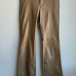 ZARA  Faux Leather Flare Leg Pants Size 28 Medium Tan Nude Stretch High Rise Photo 0