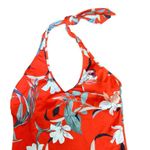 Athleta Waimea Plunge Once Piece Swimsuit Womens Small Red Floral Print Halter Photo 2