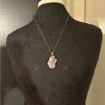 💜 Gold Necklace with Lavender Faux Amethyst Pendant Photo 0