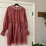 Stine Goya Daki Tiered Long Sleeve Hammered Satin Dress Size Small Embroidered Pink Photo 7