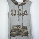 SEW IN LOVE Gray Green Camo USA America Sleeveless Hoodie Medium Photo 8