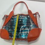 Prada Fish Pattern Stripes Vinyl Orange Leather Trim Tote Bag Colorful 10'' Photo 6