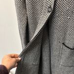 None Chic Black and White Herringbone Coat Jacket 3 Buttons Mock Neck Collar Size L Photo 7