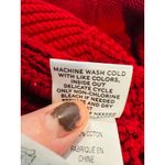 LL Bean Signature Chunky Knit Fisherman Shawl Collar Cardigan Sweater Medium Red Photo 7