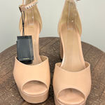 Maje Patent Leather Block Heel Sandals Rhinestone Ankle Strap Rose Blush 40 Photo 0