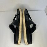 Joie  Vegan Leather Espadrille Flat Thong‎ Sandals Size 10 Black Slip On Boho Photo 5