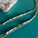 Women’s Boho Double Strand Mixed Bead Fringe Tassel Gold Tone Medallion Necklace Photo 6